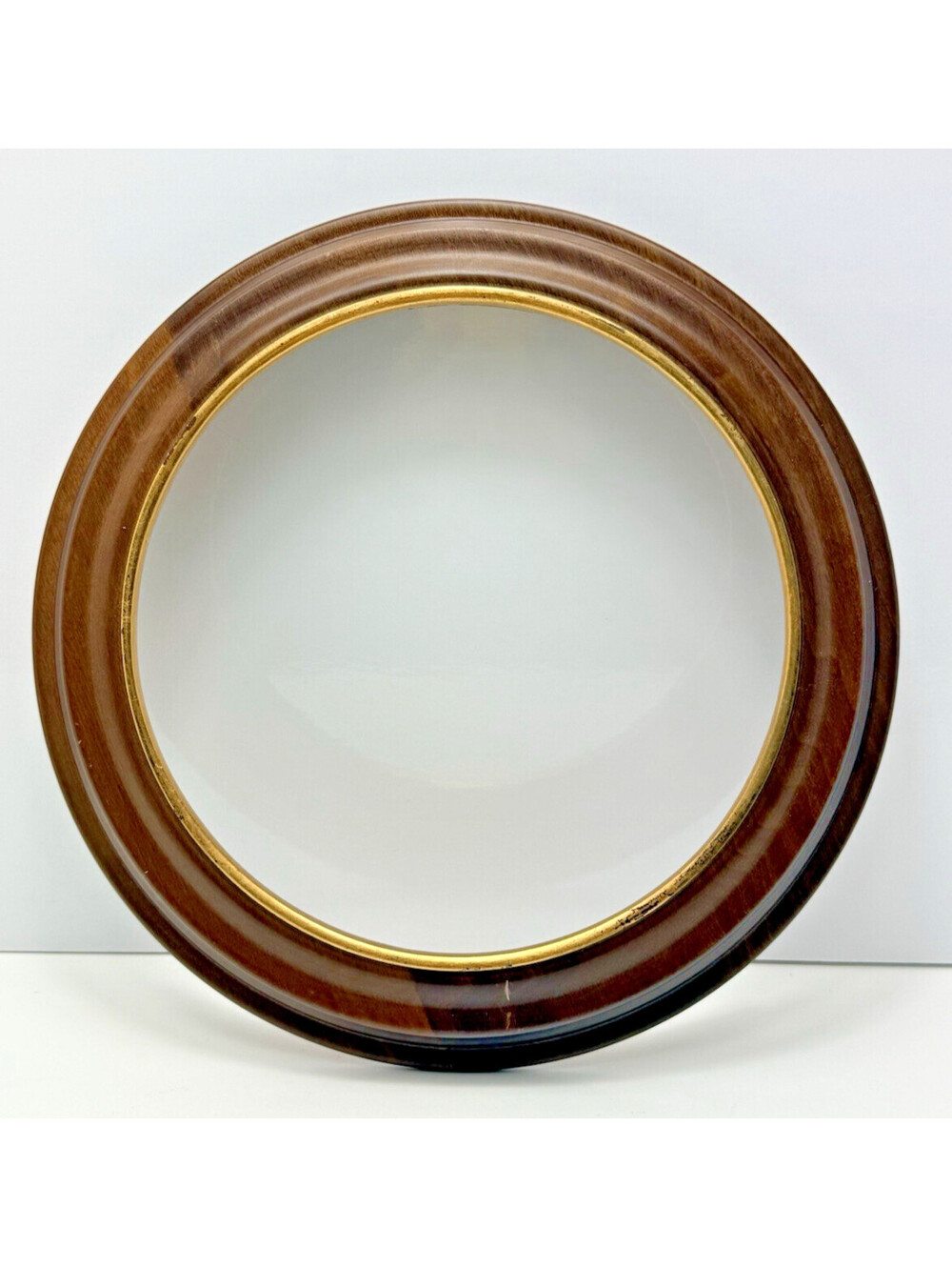 Plate Frame Van Hygan & Smythe Round Walnut Wood Decorative Wall Hanging 10" dia